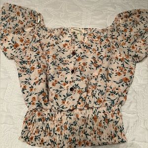 Flower beige off the shoulder top